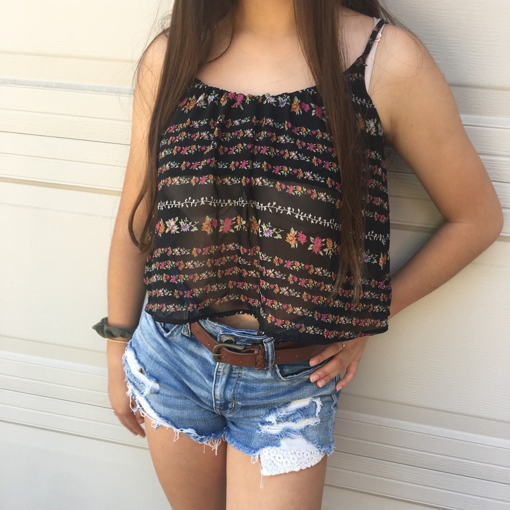 Sheer Floral Tank Top